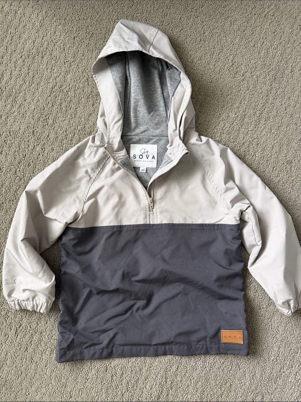 Shop Sova Lined Rain Jacket Pullover in Light Gray and Charcoal